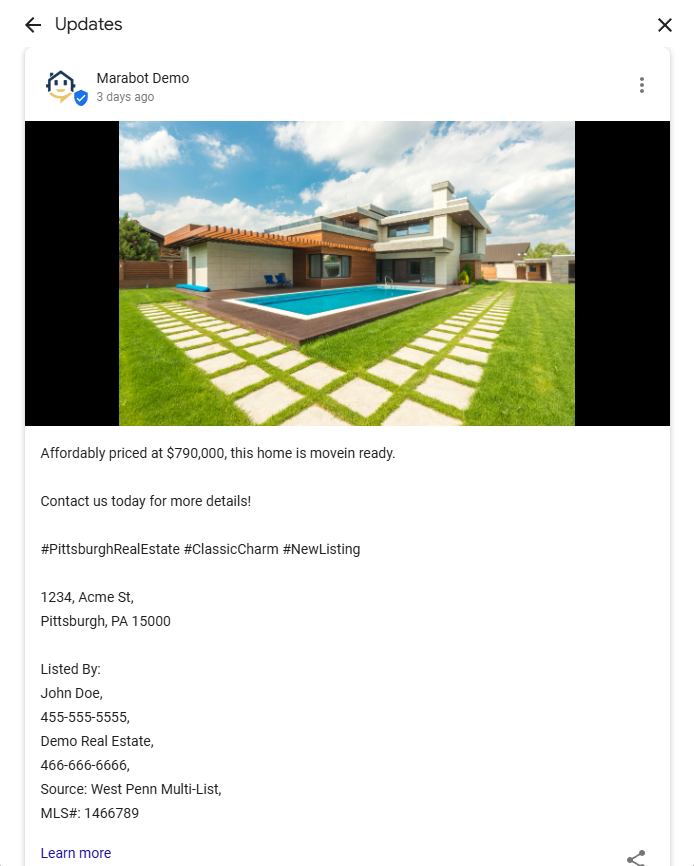 Listing post sample - 1