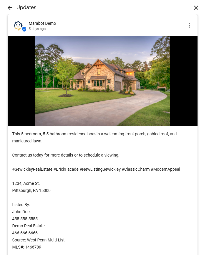 Listing post sample - 2